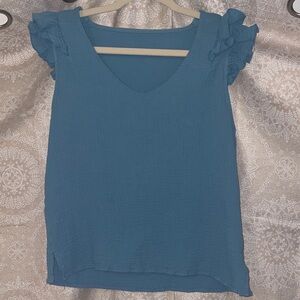 100% blue cotton muslin blouse